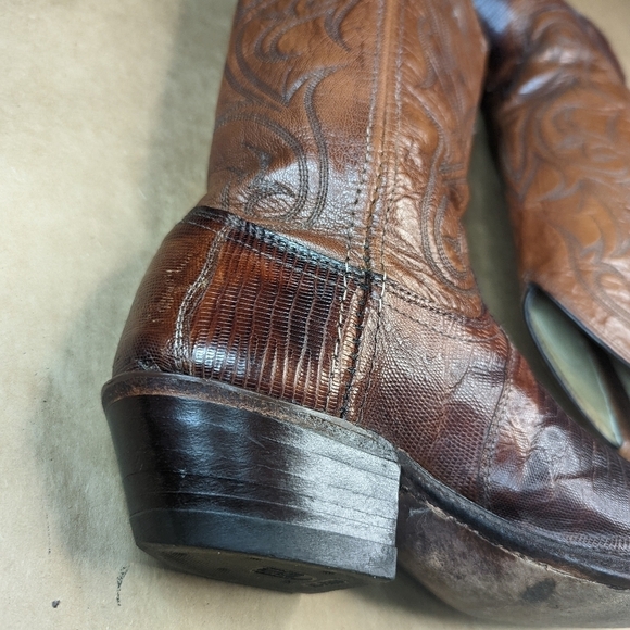 Dan Post boots women's sz 5.5M Exotic Genuine Brown Teju Lizard Classic Western - Picture 10 of 13